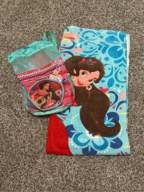 Girls' Elena of Avalon Beach Towel and Mesh Backpack Set - Teal, Red, Brown